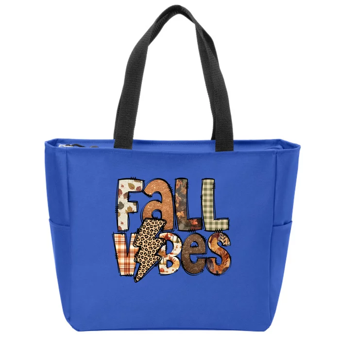 Retro Fall Vibes Autumn Zip Tote Bag