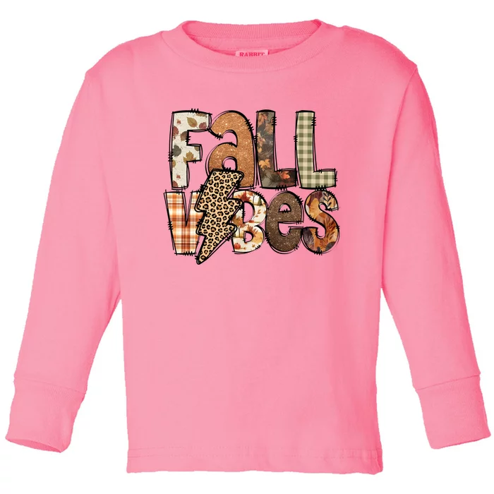 Retro Fall Vibes Autumn Toddler Long Sleeve Shirt