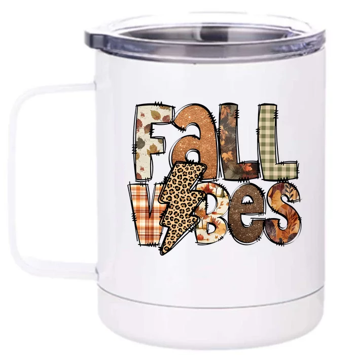 Retro Fall Vibes Autumn Front & Back 12oz Stainless Steel Tumbler Cup