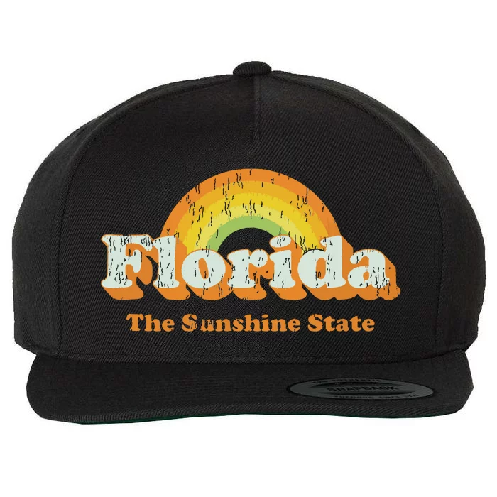 Retro Florida Vintage 70s Rainbow Wool Snapback Cap