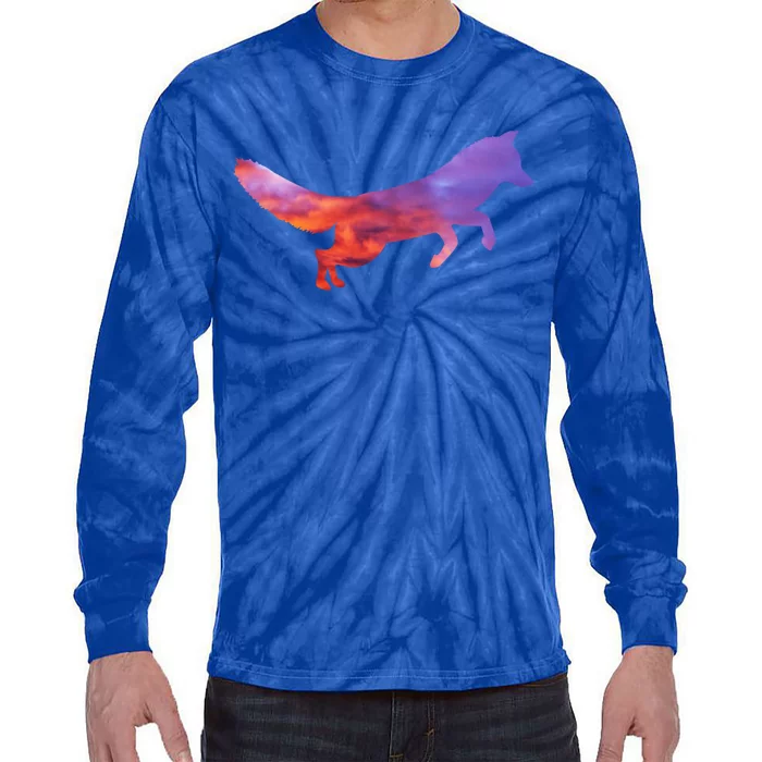 Red Fox With Evening Red Fox Gift Tie-Dye Long Sleeve Shirt