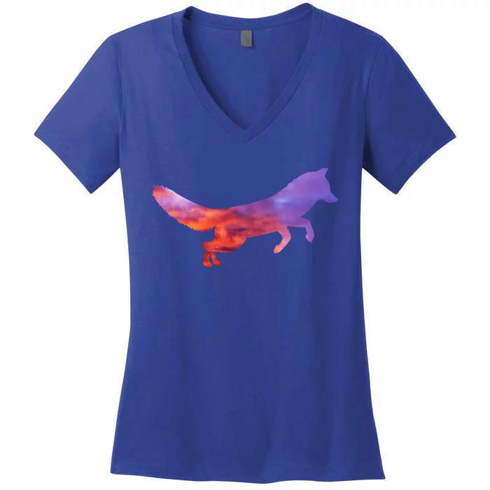 Red Fox With Evening Red Fox Gift Women's V-Neck T-Shirt