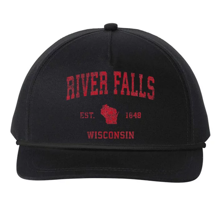 River Falls Wisconsin Wi Vintage Sports Design Snapback Five-Panel Rope Hat