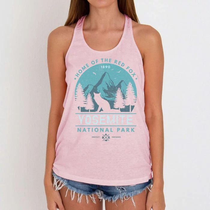 Red Fox Wilderness Gift Yosemite National Park California Women's Knotted Racerback Tank