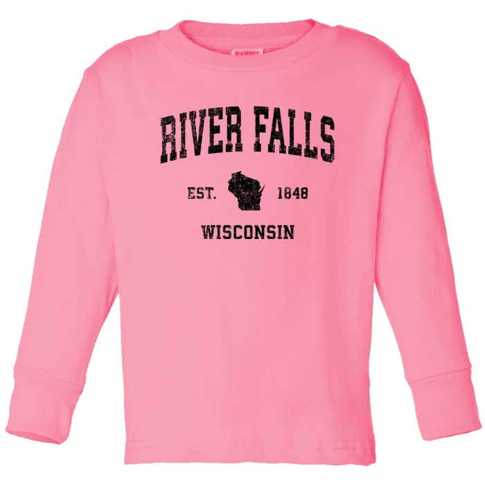 River Falls Wisconsin Wi Vintage Sports Toddler Long Sleeve Shirt