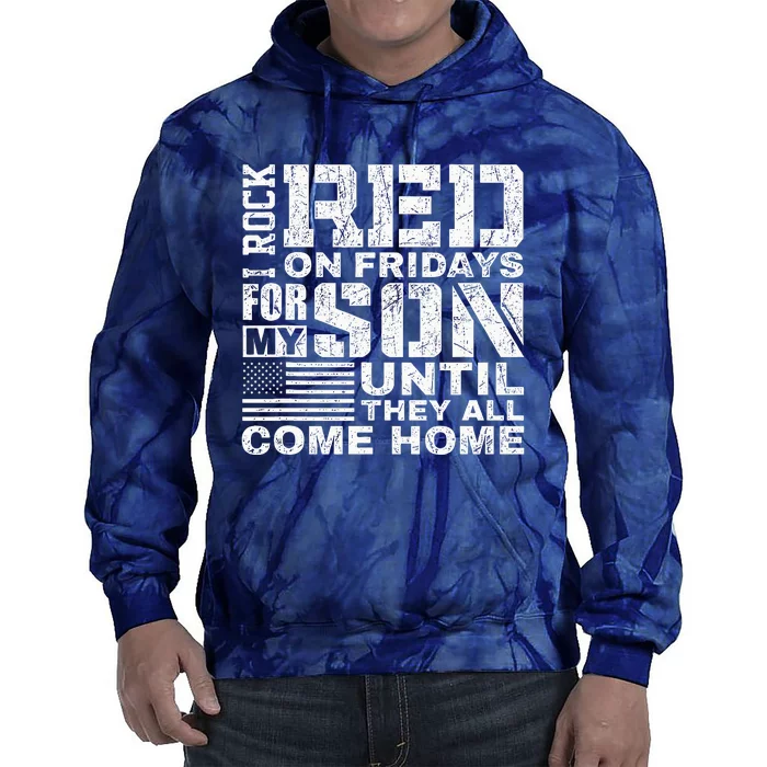 Red Friday Wear Red for My Son Vintage Military Soldier Dad Tie Dye Hoodie