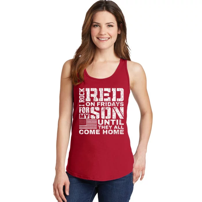 Red Friday Wear Red for My Son Vintage Military Soldier Dad Ladies Essential Tank