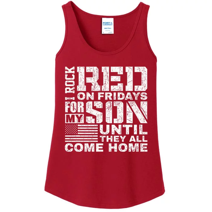 Red Friday Wear Red for My Son Vintage Military Soldier Dad Ladies Essential Tank