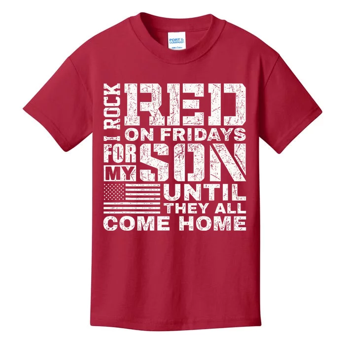 Red Friday Wear Red for My Son Vintage Military Soldier Dad Kids T-Shirt