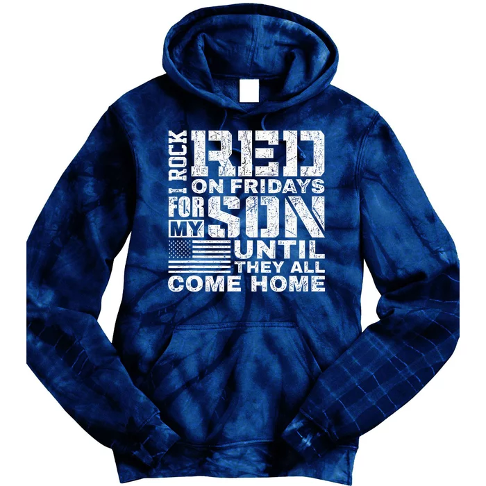 Red Friday Wear Red For My Son Vintage Military Soldier Dad Tie Dye Hoodie