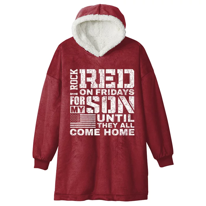 Red Friday Wear Red For My Son Vintage Military Soldier Dad Hooded Wearable Blanket