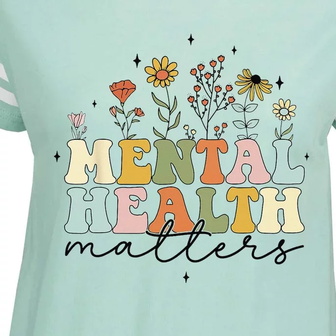 Retro Floral Wildflower Mental Health Matters Awareness Enza Ladies Jersey Football T-Shirt