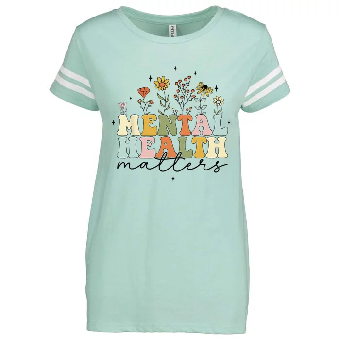 Retro Floral Wildflower Mental Health Matters Awareness Enza Ladies Jersey Football T-Shirt