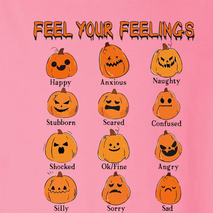 Retro Feel Your Feeling Halloween Pumpkin Face Expressions Toddler Long Sleeve Shirt