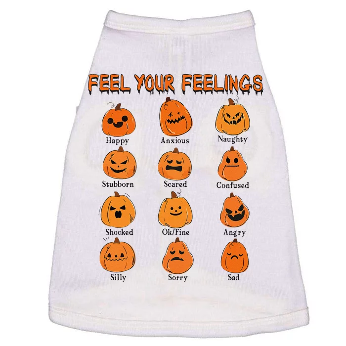 Retro Feel Your Feeling Halloween Pumpkin Face Expressions Doggie Tank