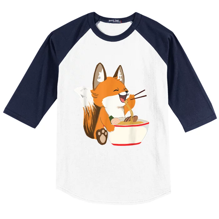 Ramen Fox Zookeeper Wildlife Lover Baseball Sleeve Shirt