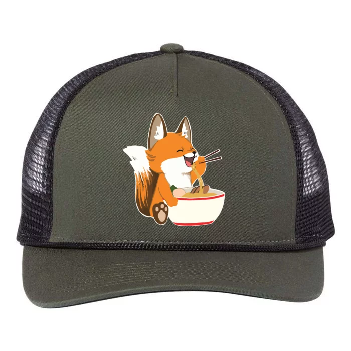 Ramen Fox Zookeeper Wildlife Lover Retro Rope Trucker Hat Cap