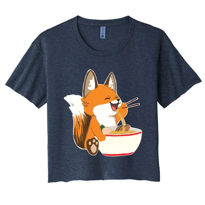 Ramen Fox Zookeeper Wildlife Lover Women's Crop Top Tee