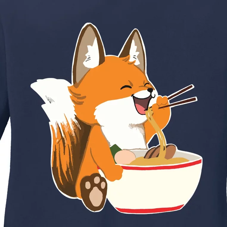 Ramen Fox Zookeeper Wildlife Lover Ladies Long Sleeve Shirt