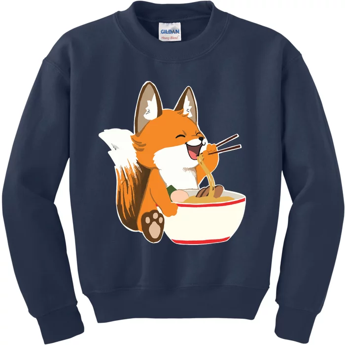 Ramen Fox Zookeeper Wildlife Lover Kids Sweatshirt