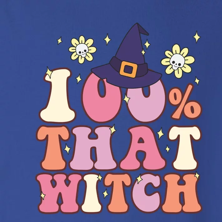 Retro Groovy 100% That Witch Funny 100 Percent That Witch Cool Gift Toddler Long Sleeve Shirt