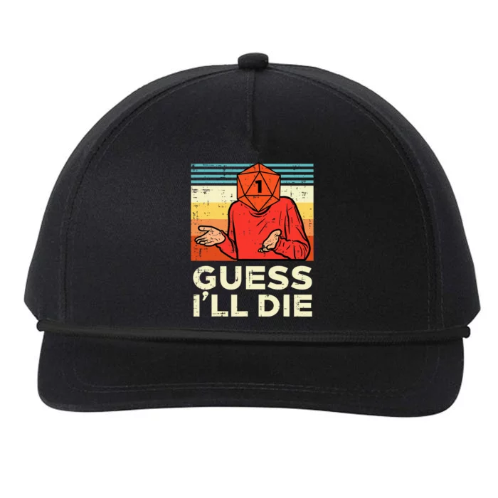 Rpg Gamer 1 Guess Ill Die Retro Snapback Five-Panel Rope Hat