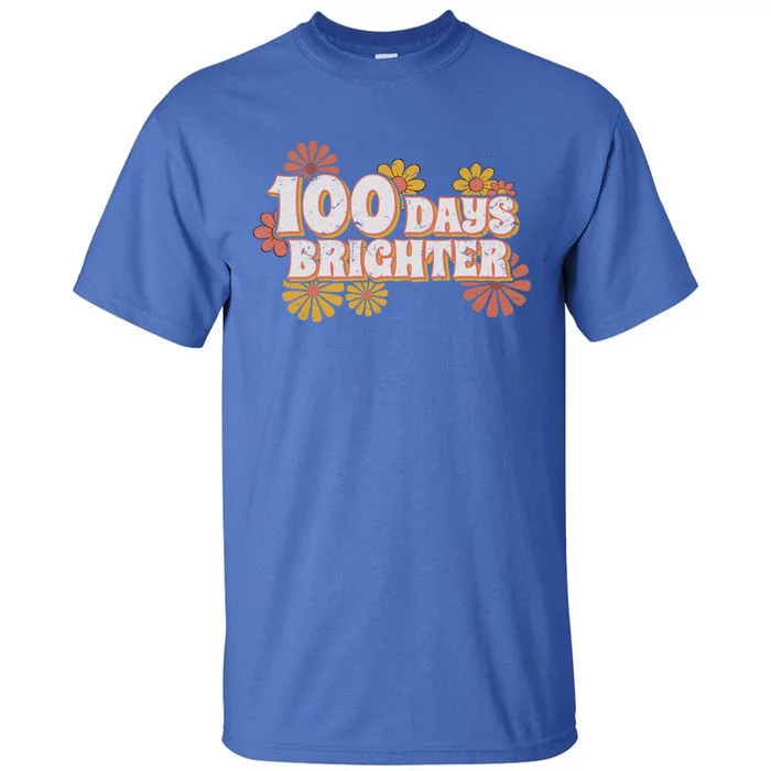 Retro Groovy 100 Days Brighter Student Teacher Gift Tall T-Shirt