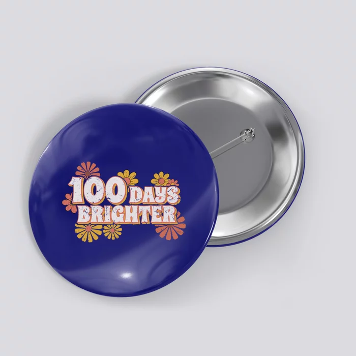 Retro Groovy 100 Days Brighter Student Teacher Gift Button