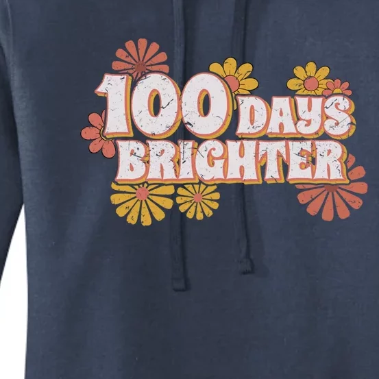 Retro Groovy 100 Days Brighter Student Teacher Gift Women's Pullover Hoodie