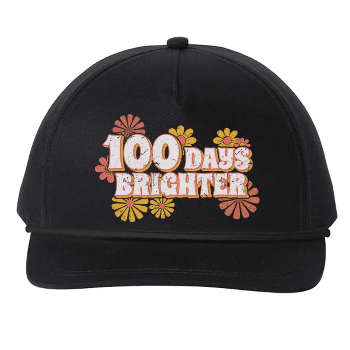 Retro Groovy 100 Days Brighter Student Teacher Gift Snapback Five-Panel Rope Hat