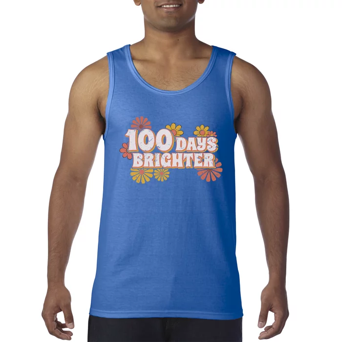 Retro Groovy 100 Days Brighter Student Teacher Gift Tank Top