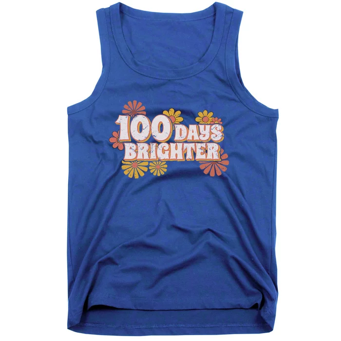 Retro Groovy 100 Days Brighter Student Teacher Gift Tank Top