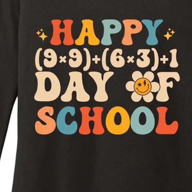 Retro Groovy 100 Days Of School Math Teacher Happy 100th Day Meaningful Gift Womens CVC Long Sleeve Shirt