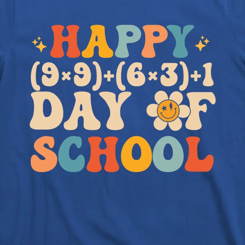 Retro Groovy 100 Days Of School Math Teacher Happy 100th Day Meaningful Gift T-Shirt