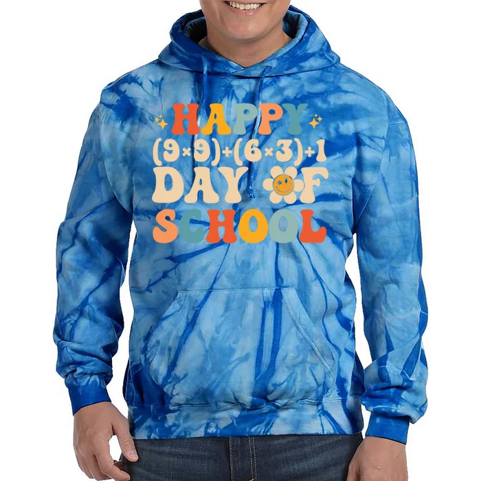 Retro Groovy 100 Days Of School Math Teacher Happy 100th Day Meaningful Gift Tie Dye Hoodie