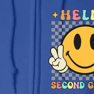 Retro Groovy 2Nd Grade Back To School Hello Second Grade Cute Gift Full Zip Hoodie