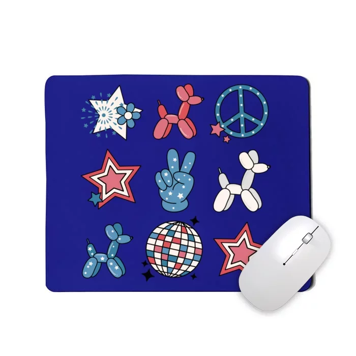 Retro Groovy 4th Of July Usa Us Flag Patriotic Party Costume Gift Mousepad