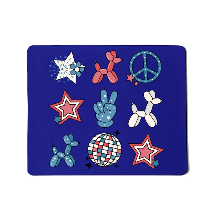 Retro Groovy 4th Of July Usa Us Flag Patriotic Party Costume Gift Mousepad