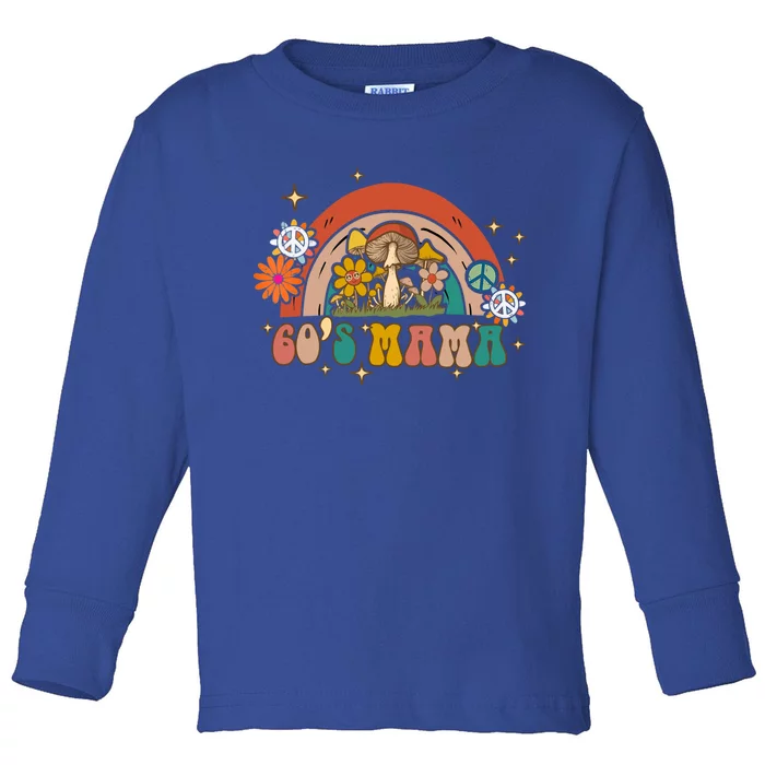 Retro Groovy 60s Mama Birthday Hippie Cute Rainbow Mama Gift Toddler Long Sleeve Shirt