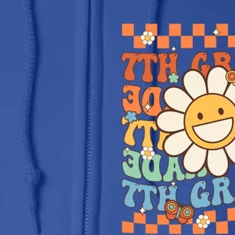 Retro Groovy 7Th Grade Back To School Happy First Day School Cool Gift Full Zip Hoodie