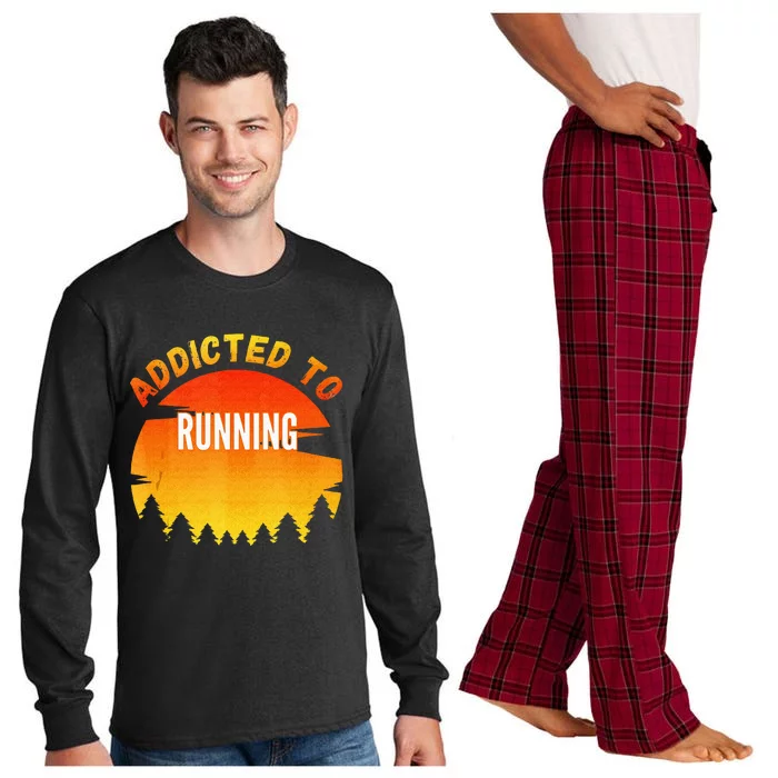 Running Gift Addicted To Running Long Sleeve Pajama Set