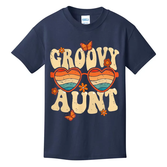 Retro Groovy Aunt 70s Aesthetic 1970's Mother's Day Kids T-Shirt