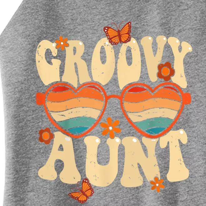 Retro Groovy Aunt 70s Aesthetic 1970's Mother's Day Women’s Perfect Tri Rocker Tank