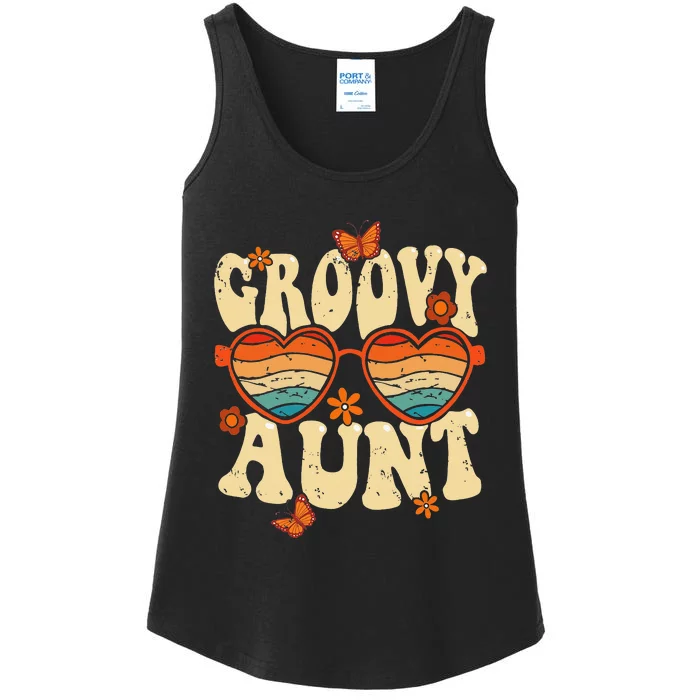 Retro Groovy Aunt 70s Aesthetic 1970's Mother's Day Ladies Essential Tank