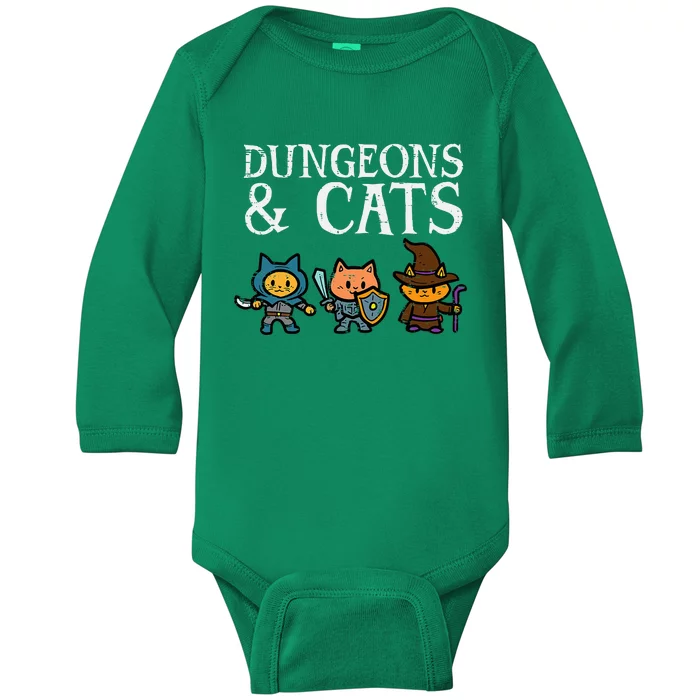 Rpg Gamer And Cats Funny Baby Long Sleeve Bodysuit