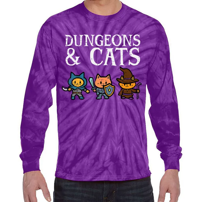 Rpg Gamer And Cats Funny Tie-Dye Long Sleeve Shirt