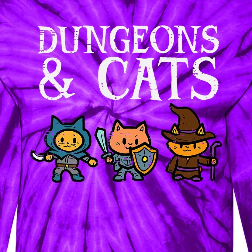 Rpg Gamer And Cats Funny Tie-Dye Long Sleeve Shirt