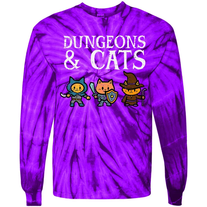 Rpg Gamer And Cats Funny Tie-Dye Long Sleeve Shirt