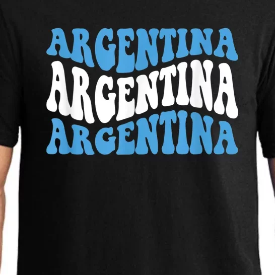 Retro Groovy Argentina Football Argentinian Soccer Flag Pajama Set