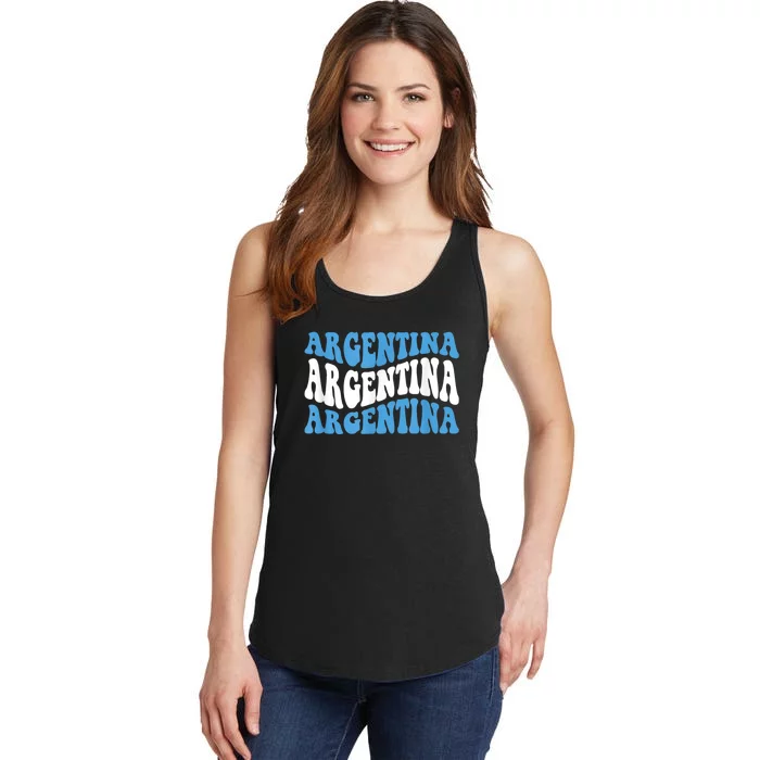 Retro Groovy Argentina Football Argentinian Soccer Flag Ladies Essential Tank